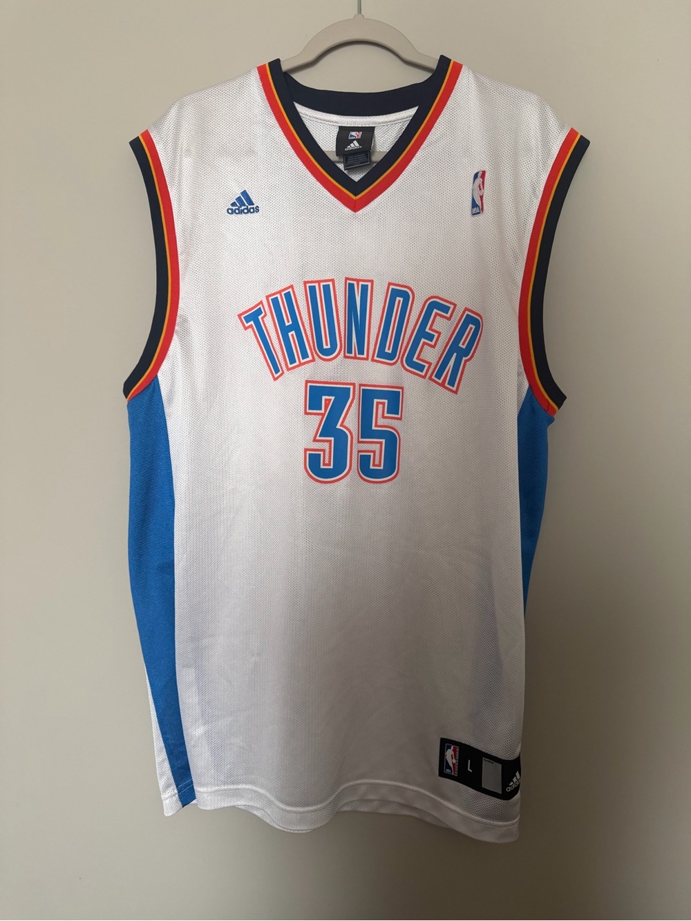 Adidas Kevin Durant OKC Thunder #35 Jersey White Men's Size Large